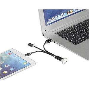 Metal 3-in-1 charging cable with keychain