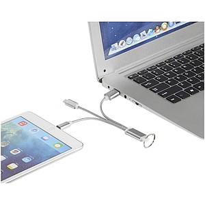 Metal 3-in-1 charging cable with keychain