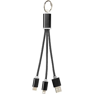 Metal 3-in-1 charging cable with keychain