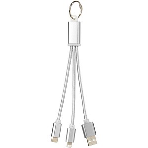 Metal 3-in-1 charging cable with keychain