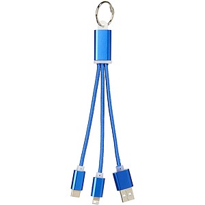 Metal 3-in-1 charging cable with keychain