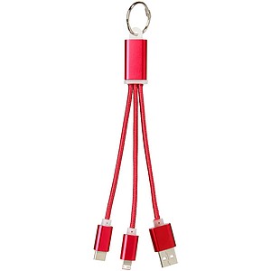 Metal 3-in-1 charging cable with keychain
