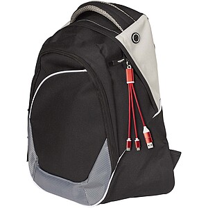 Metal 4-in-1 recycled aluminium charging cable with keychain, red