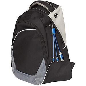 Metal 4-in-1 recycled aluminium charging cable with keychain, royal blue