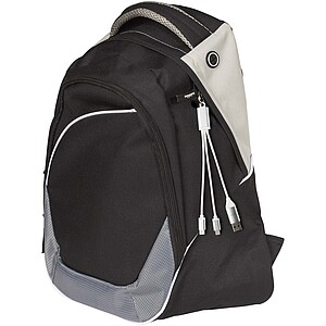 Metal 4-in-1 recycled aluminium charging cable with keychain, silver