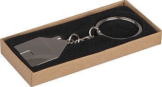 Metal key ring in house shape, grey