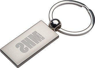 Metal key ring, rectangular, grey