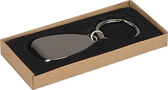 Metal key ring with bottle opener, grey