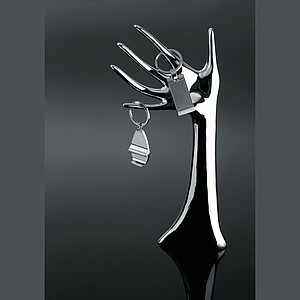 Metal key ring with bottle opener, grey