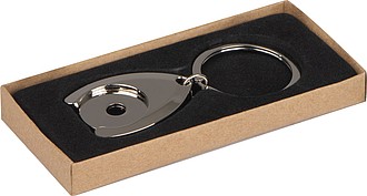 Metal key ring with shopping chip, grey