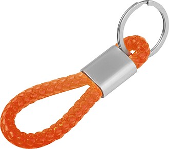 Metal keychain with cord, orange