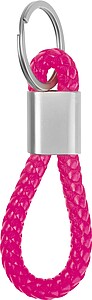 Metal keychain with cord, pink