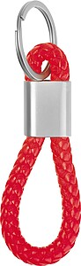 Metal keychain with cord, red