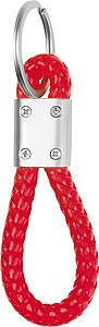 Metal keychain with cord, red