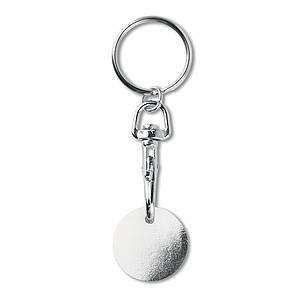 Metal keyring trolley euro token. With imitation enamel coating on the front side. Size O23,2x2,1 mm
