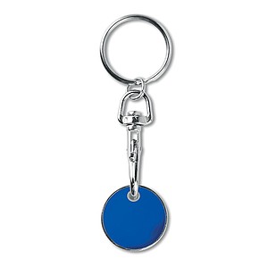 Metal keyring trolley euro token. With imitation enamel coating on the front side. Size O23,2x2,1 mm