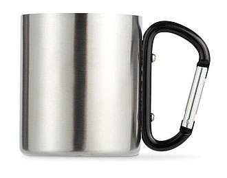 Metal mug w carabiner handle, black