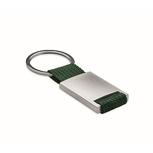Metal rectangular key ring, dark green