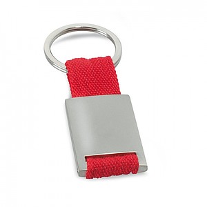 Metal rectangular key ring, red