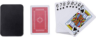 Metal tin with playing cards