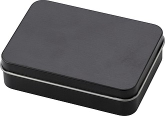 Metal tin with playing cards