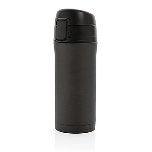 Metallic easy lock vacuum mug, black