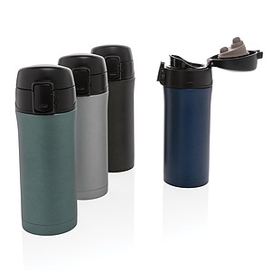 Metallic easy lock vacuum mug, blue