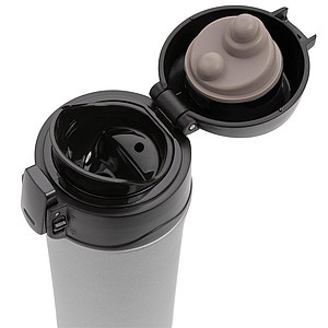 Metallic easy lock vacuum mug, grey