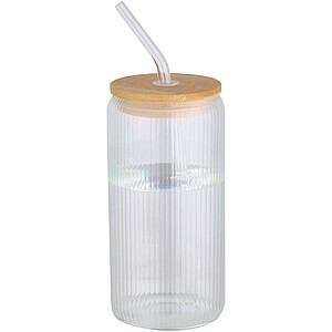 Mirage 500 ml single-walled borosilicate glass jar with bamboo lid, transparent