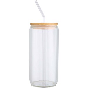 Mirage 500 ml single-walled borosilicate glass jar with bamboo lid, transparent