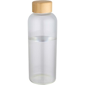 Mirage 650 ml single-walled borosilicate glass bottle with bamboo lid, transparent