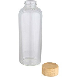 Mirage 650 ml single-walled borosilicate glass bottle with bamboo lid, transparent