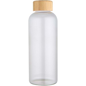 Mirage 650 ml single-walled borosilicate glass bottle with bamboo lid, transparent