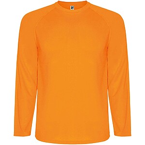 Montecarlo long sleeve mens sports t-shirt, fluor orange