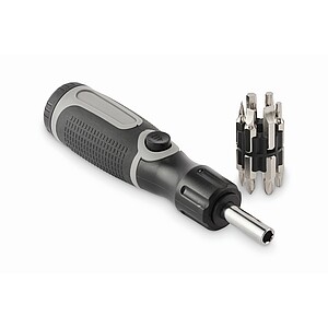 Multi bit bendable screwdriver, grey