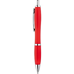 Multicolour plastic ball pen with metal clip, red