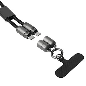 Multifunctional charging and data transfer cable, black|grey