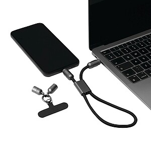 Multifunctional charging and data transfer cable, black|grey
