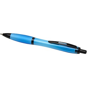 Nash recycled plastic ballpoint pen with black trims, aqua