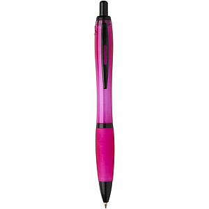 Nash recycled plastic ballpoint pen with black trims, magenta