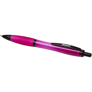 Nash recycled plastic ballpoint pen with black trims, magenta