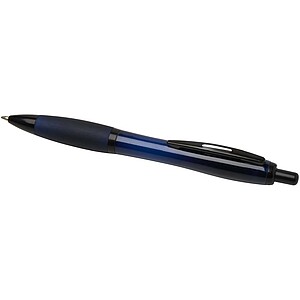 Nash recycled plastic ballpoint pen with black trims, navy blue