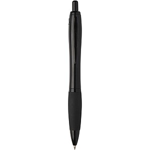 Nash recycled plastic ballpoint pen with black trims, solid black