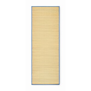 Natural straw beach mat, royal blue