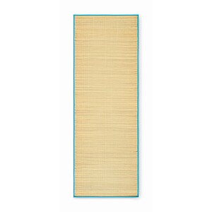 Natural straw beach mat, turquoise