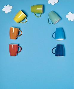 New bone China, solid coloured, two tone.