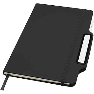Nexus A5 hard cover notebook with pen and pencil combo, solid black