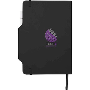 Nexus A5 hard cover notebook with pen and pencil combo, solid black