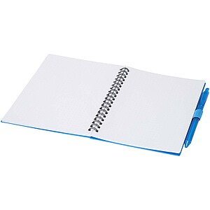 Niove recycled plastic soft cover notebook and ballpoint pen set (blue ink), blue
