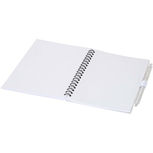 Niove recycled plastic soft cover notebook and ballpoint pen set (blue ink), white
